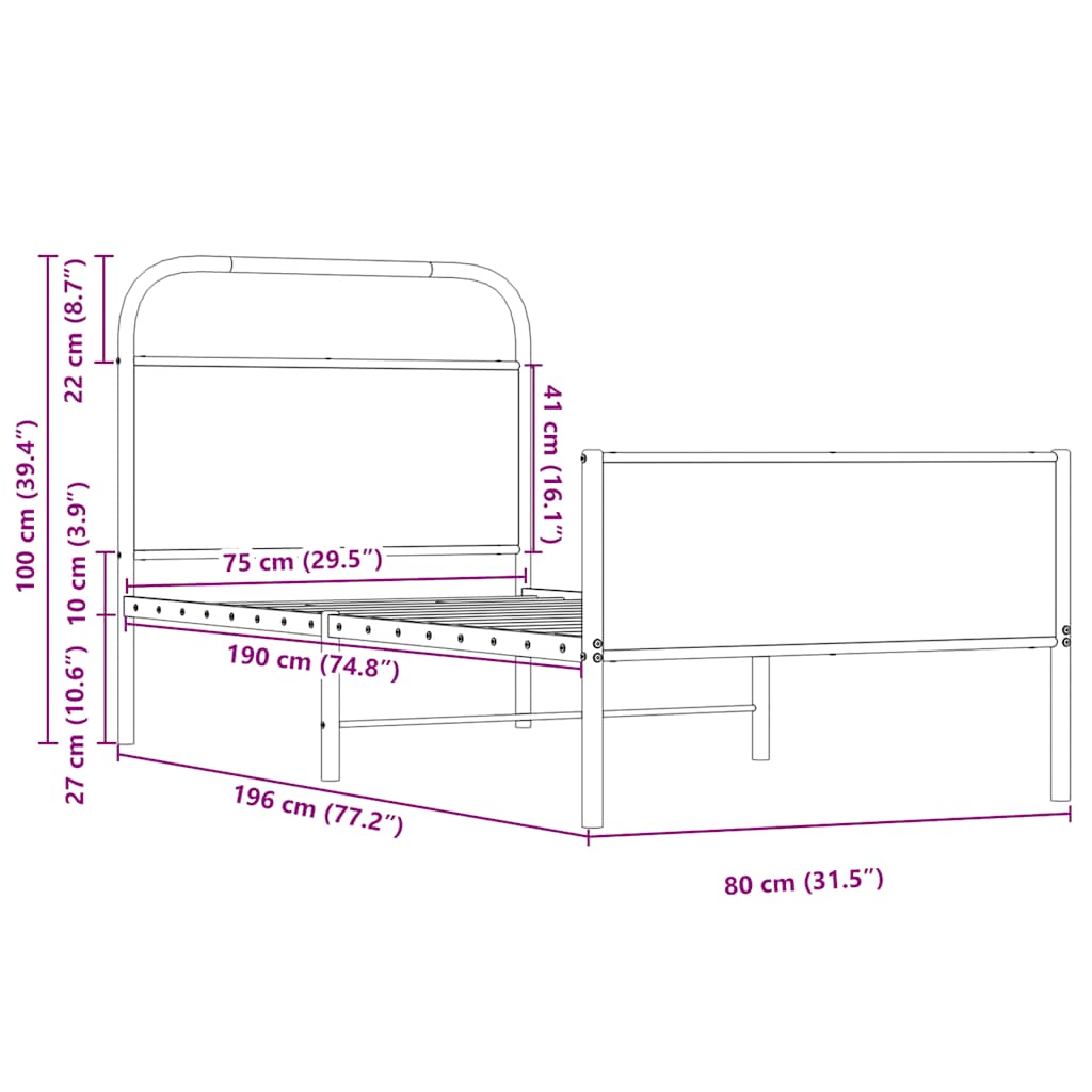 Bed Frame Without Mattress 75 X 190 Cm Sonoma Oak Wood Based Material