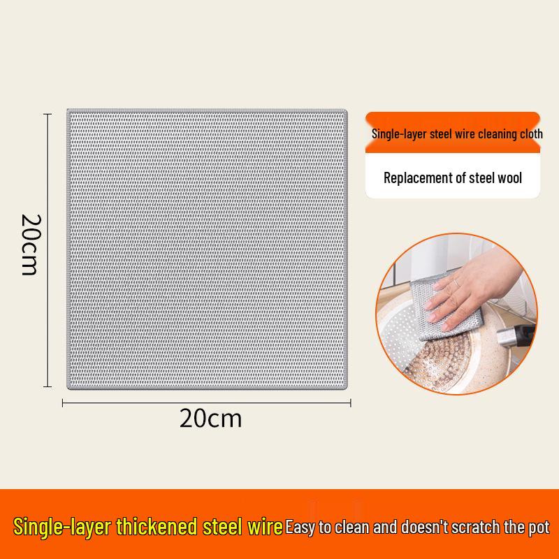 

Multi-size Silver Thread 3-Layer Wear-Resistant Dishcloth for Pots, Pans, and Stove-Tops; Steel Wool Alternative 5 pieces
