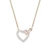 Shi Family Heart-to-Heart Crystal Pendant Necklace for Women - Versatile Love Heart Clavicle Design