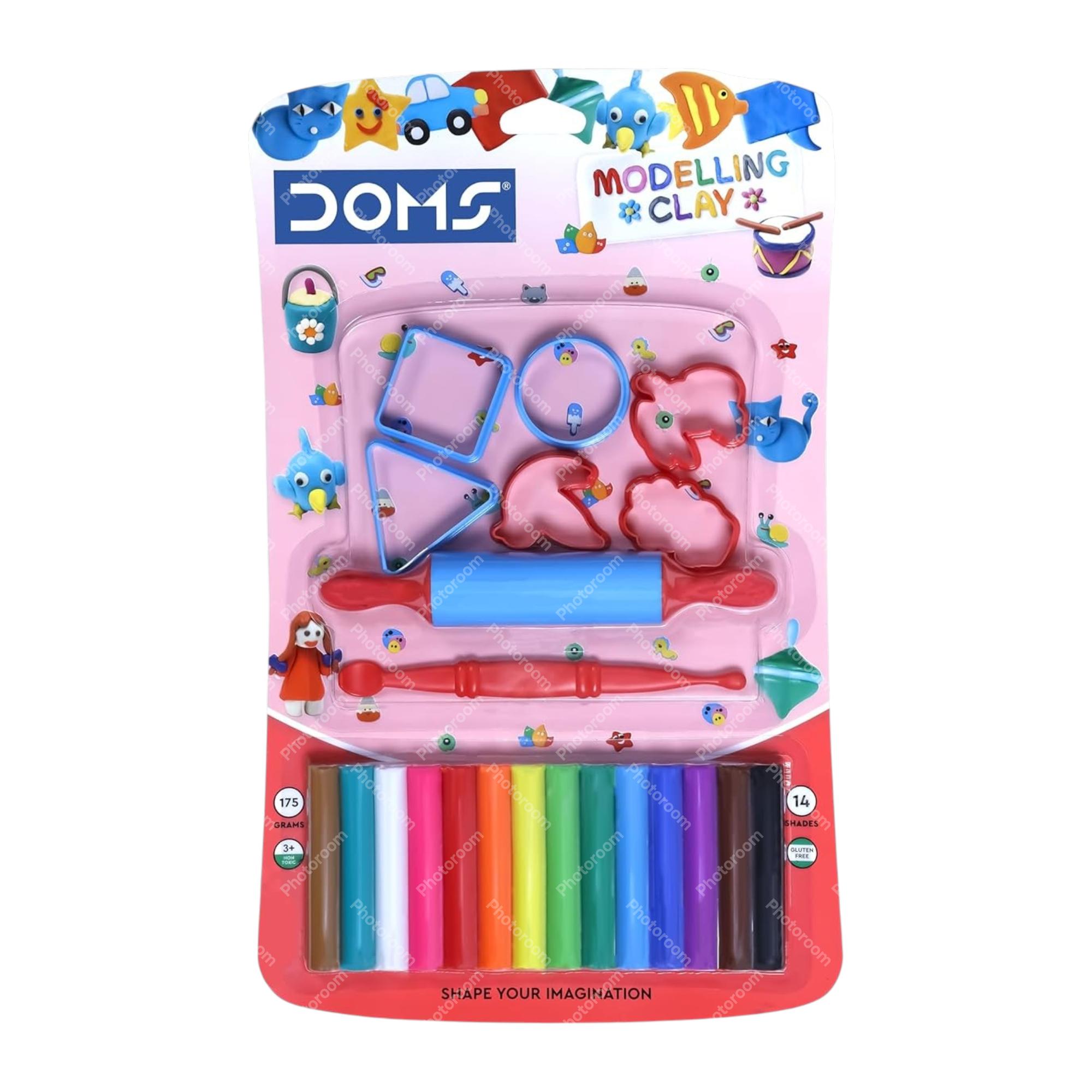 

DOMS Non-Toxic Super Soft 14 Shades Modelling Clay Blister Pack for Kids Art Craft School Home Activities