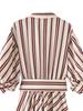 European & American Style Women's V-Neck Striped Midi Dress with Belt, Spring 2026 New Arrivals.