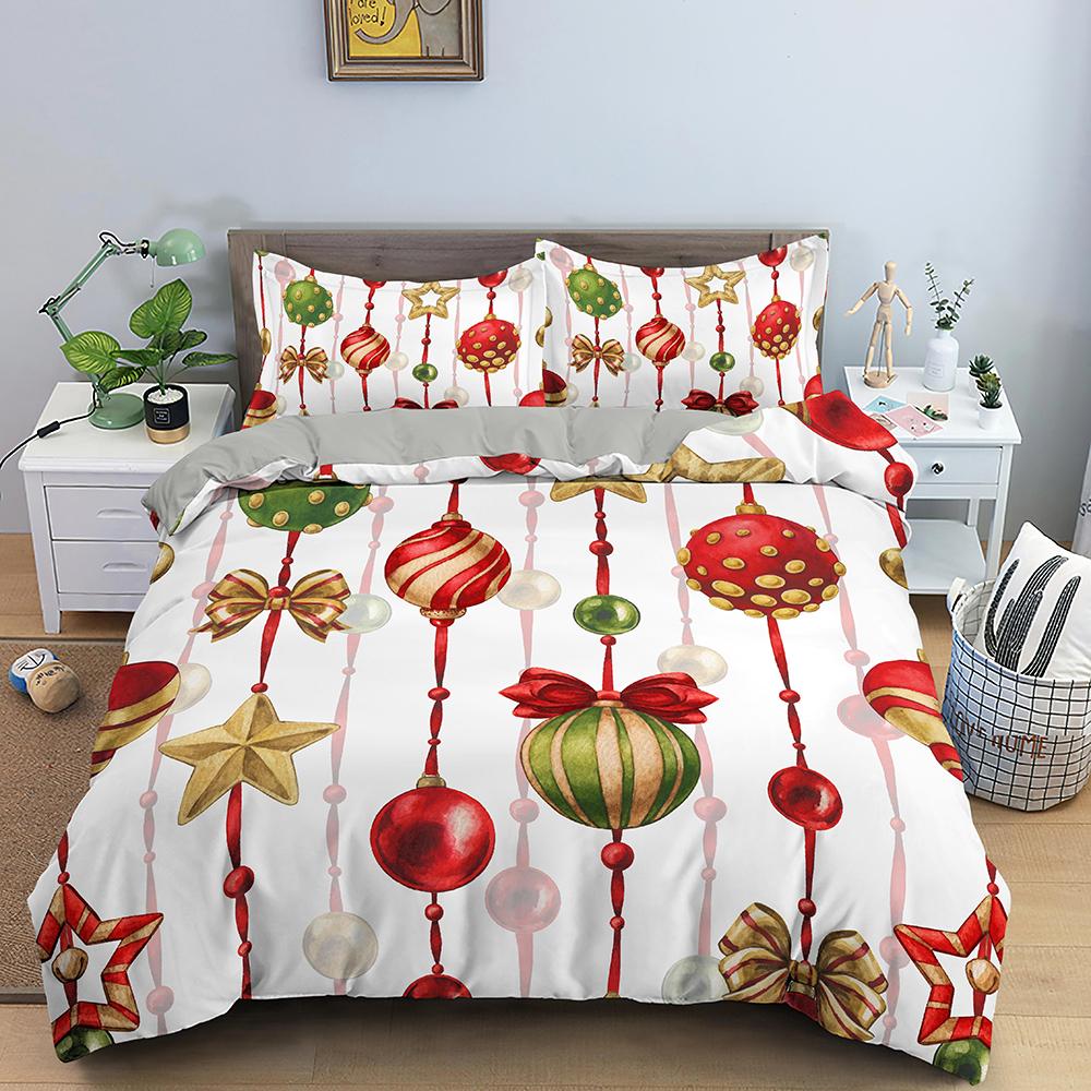 Merry Christmas King Queen Duvet Cover Xmas Bedding Set For Kid Santa Claus Quilt Cover Cartoon 2/3Pcs Polyester Comforter Cover