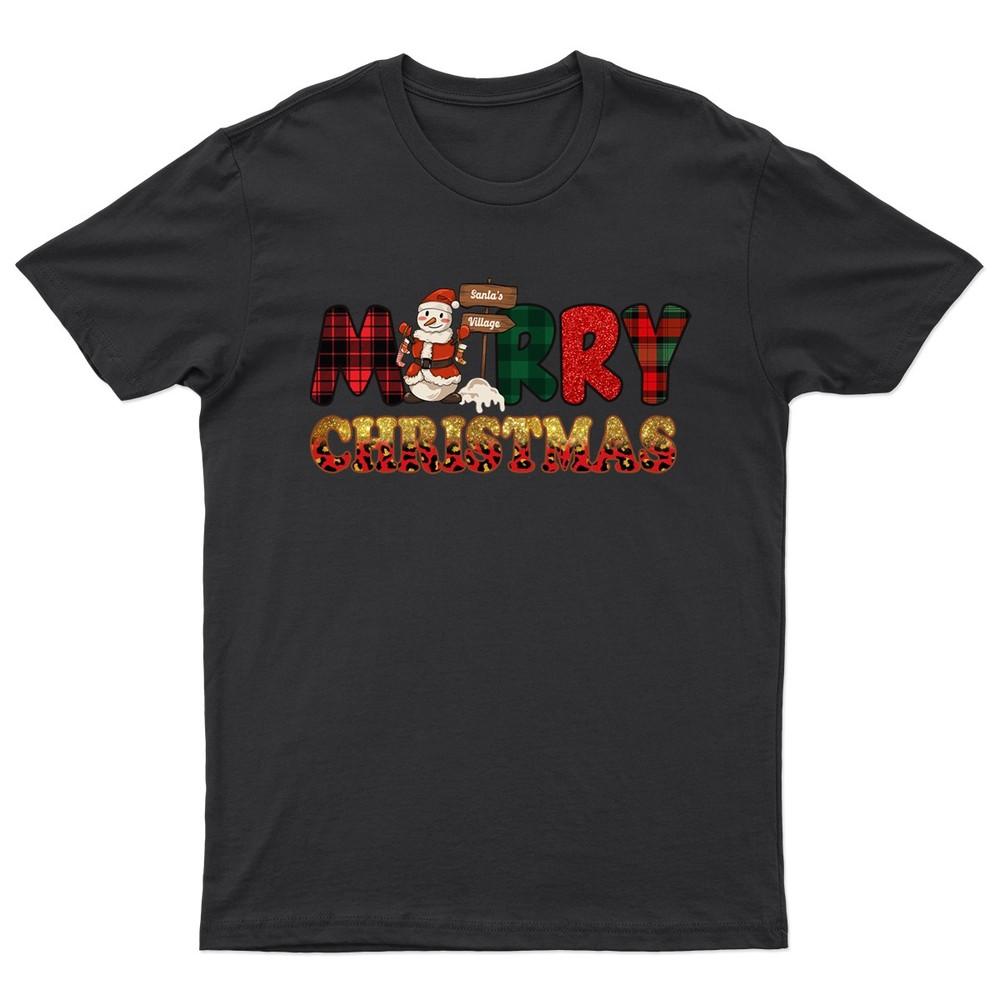 Merry Christmas Santa Village TShirt Unisex Gift Retro Funny Unisexs Vintage