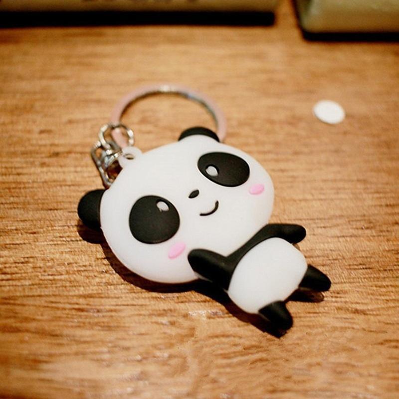 2 Stück Niedlicher Silikon Cartoon Panda Schlüsselanhänger Schlüsselring Tasche Kawaii Anhänger Schlüsselring Kette