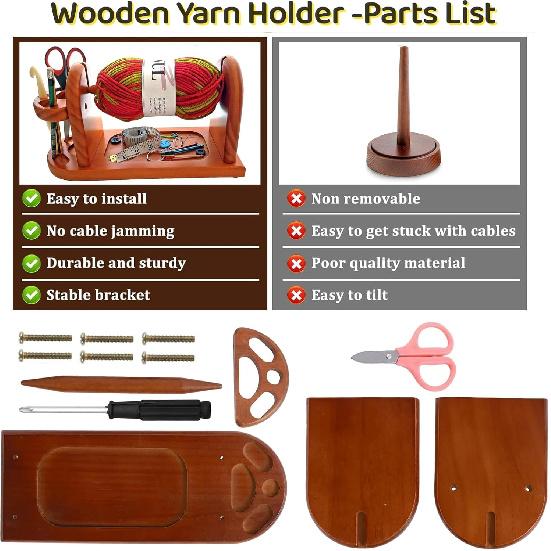Generic Yarn Holder for Crocheting Wooden Yarn Rack Stand with Slots Yarn Storage Organizer Knitting & Crochet Supplies Horizontal Yarn Spinner