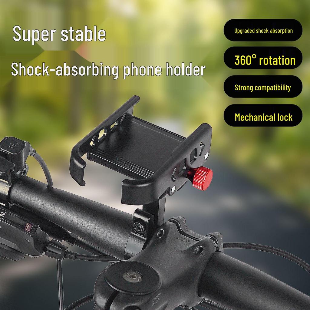 Aluminum Alloy Shockproof Phone Holder for 22/25mm Bicycle & Motorcycle Handlebars