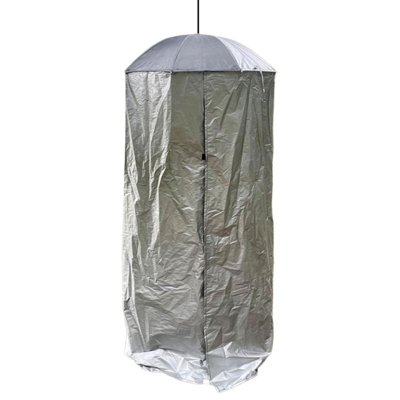 Outdoor Changing and Shower Privacy Shelter with Top Hook, Integrated Overhead Frame, and Full-Length Fabric Screen