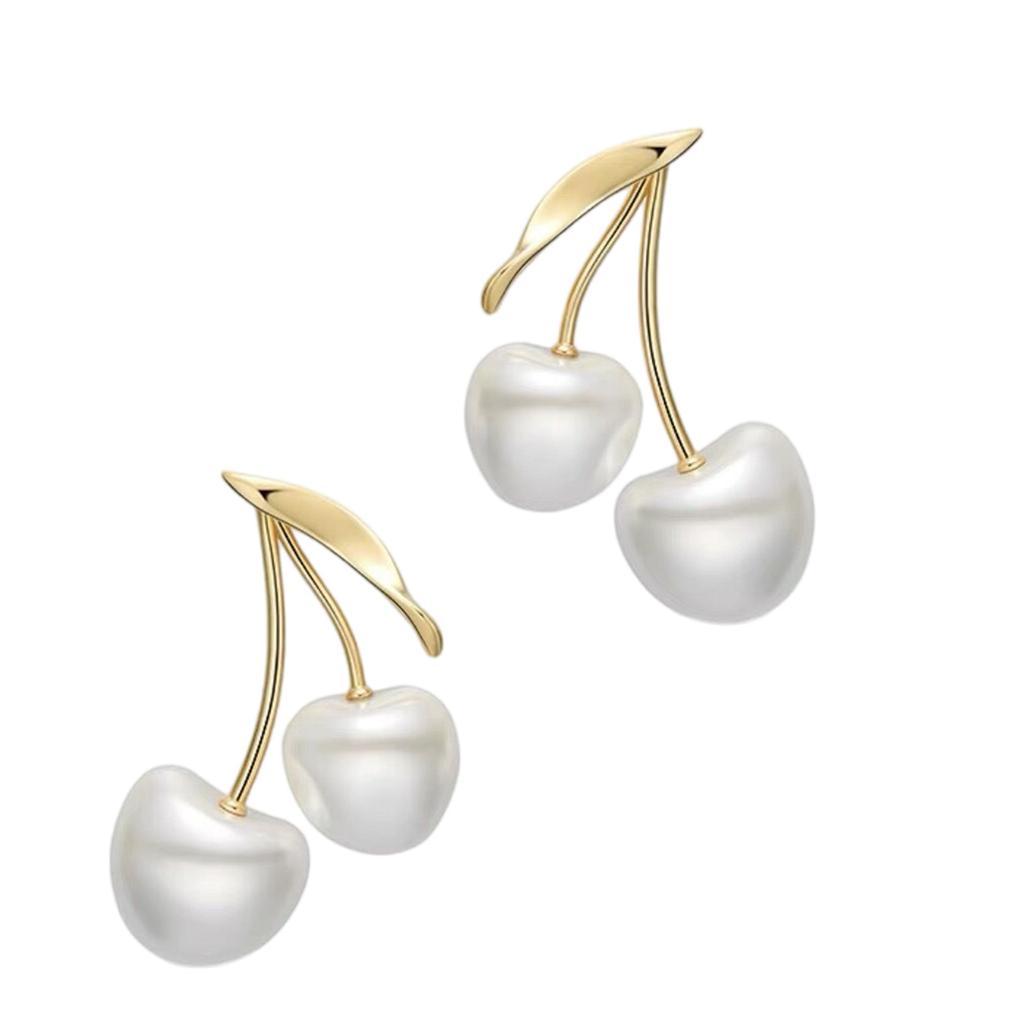 Cherries Blossom Pearls Ear Jewelry Cherries Pearls Drop Earrings Lightweight Copper Jewelry For Daily Wear Formal Event