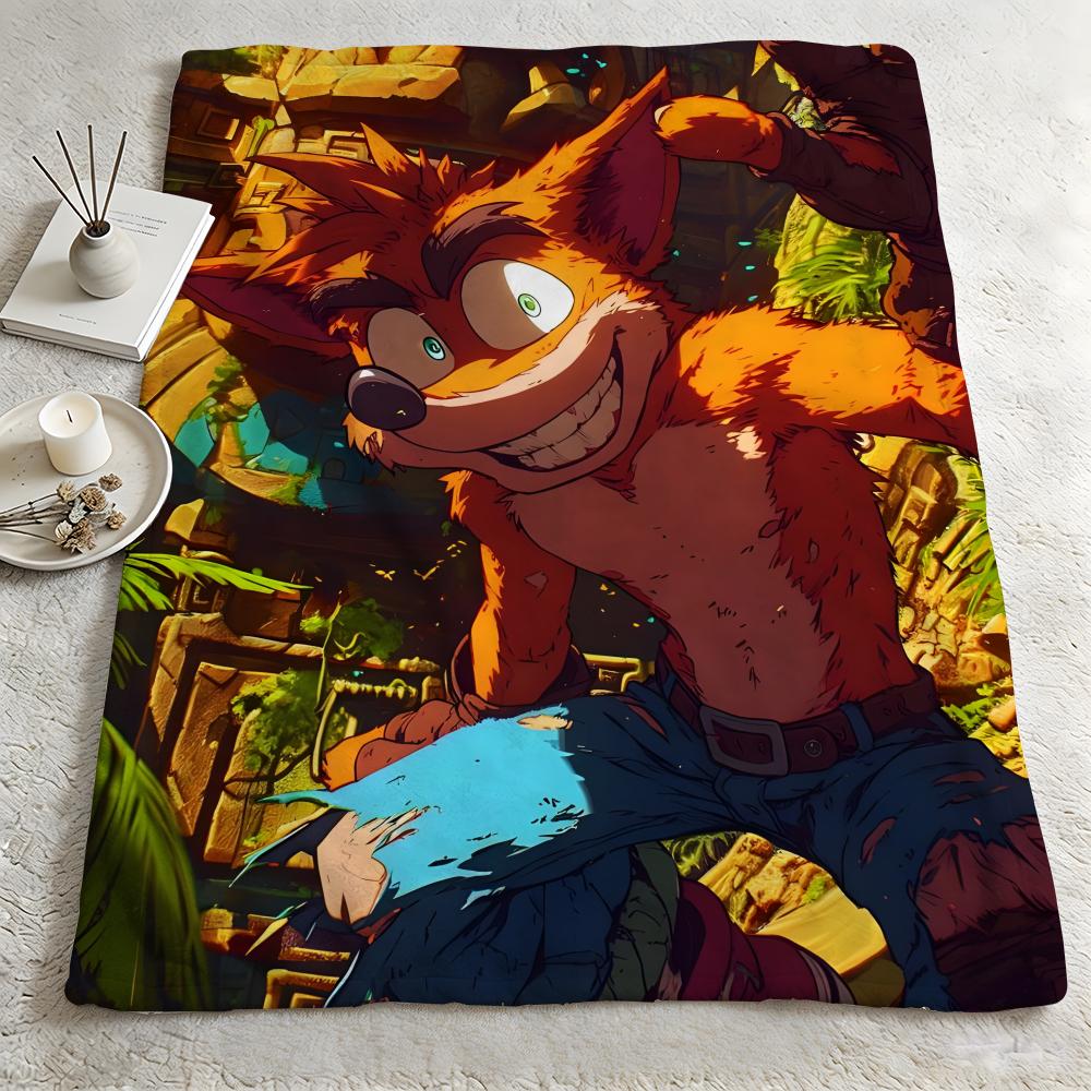 game C-Crash Bandicoot-T Throw Warm Soft Flannel Blanket, Multi-use for Sofa Bed Camping Travel Nap