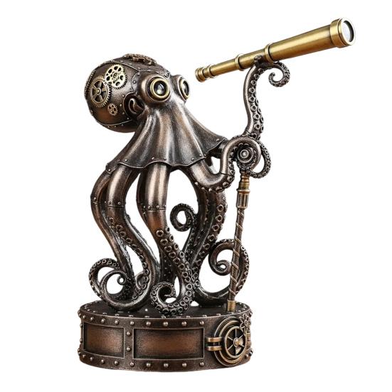 Steampunk Animal Explorer Statue Vintage Animal Desk Figurine Animal Sculpture with Gear