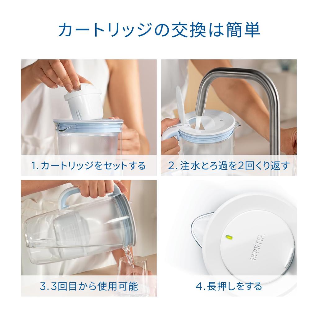 Brita Water Purifier Pot Type PFOSPFOA Removal Tested Glass Jug Light Blue Filtered Water Capacity 1.23L (Total Capacity 2.5L) [Genuine Japanese