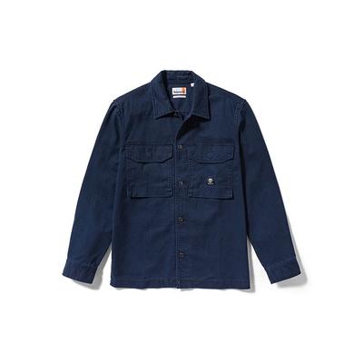 Casual Loose Shirt Jacket Men Shirts Deep-Sapphire-Blue A42K5-433