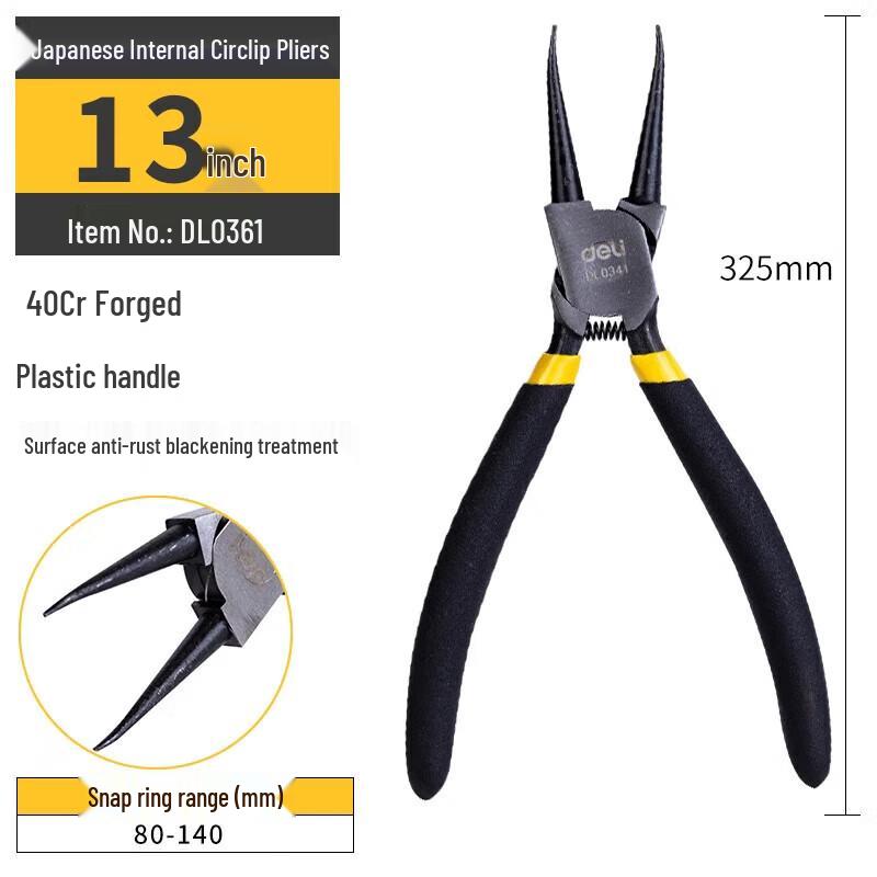 Deli Internal Straight Snap Ring Pliers 13 inch