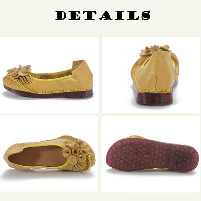 2025 Primavera Scarpe Basse in Vera Pelle Ballerine Donna Fiore Slip-On Comfort Mocassini Leggeri Donna Mocassini Retrò Scarpe da Guida per Mamma Donna