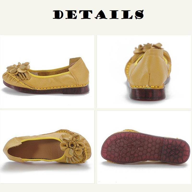 2025 Jaro Pravá kůže Baleríny Dámské Květinové Nazouvací Pohodlné Lehké Mokasíny Žena Retro Mokasíny Boty pro řidičky