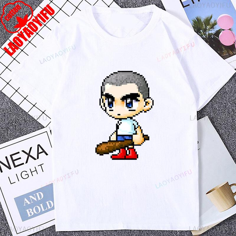 Vintage Pixel Game Style MapleStory Kawaii Printed TShirts Korea Style Buddy Personalize Homme T Shirt Cotton Y2K Otaku Clothing