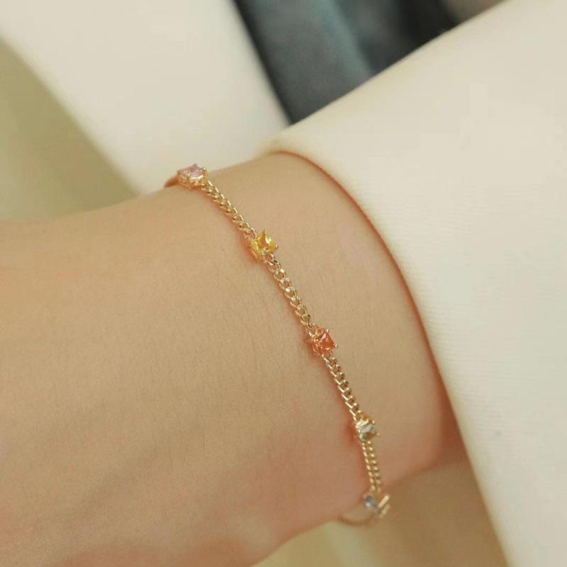 18k Gold Sapphire Rainbow Bracelet-Necklace for Women - K Gold Niche Design Jewelry, Light Luxury Gift Style