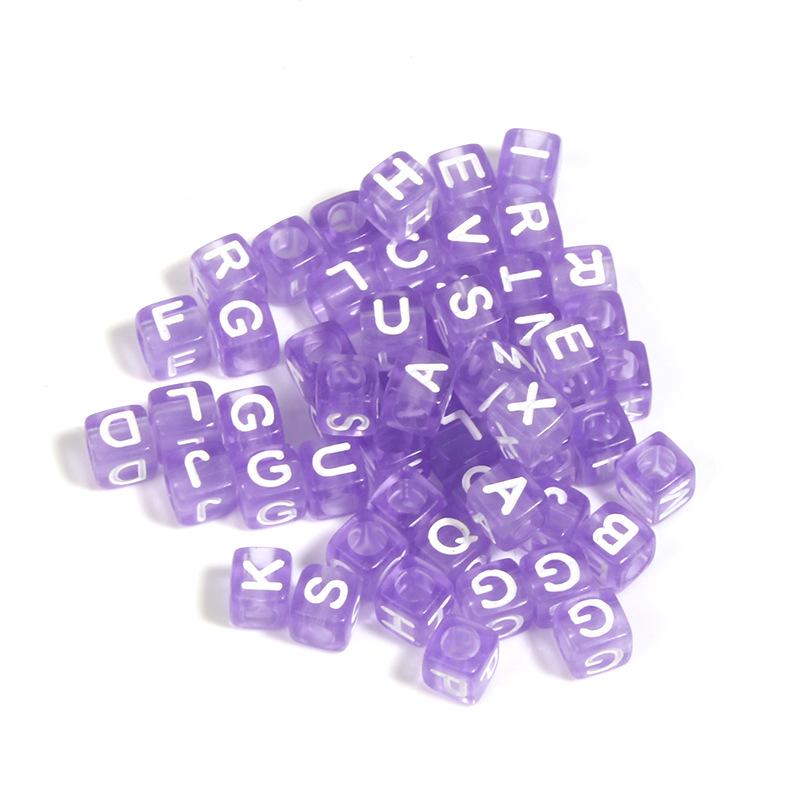 100 Pcs Acrylic Transparent Colored Square Alphabet Charms for DIY Bracelets