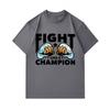 Men's 100% Cotton Crew Neck Short Sleeve T-Shirt, Fight Like A Champion Fists Print Casual Comfortable Daily Wear Tee For Men