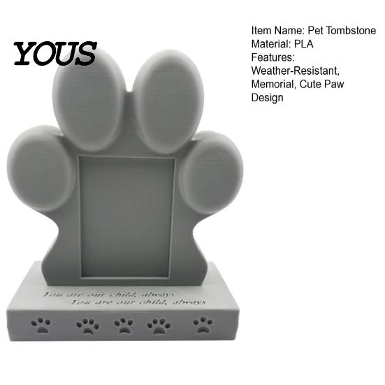 Waterproof Dog Cat Memorial Marker 3D Printed Pet Tombstone with Photo Frame Holder, Weather-Resistant Personalized Burial Headstone Marker, Stone