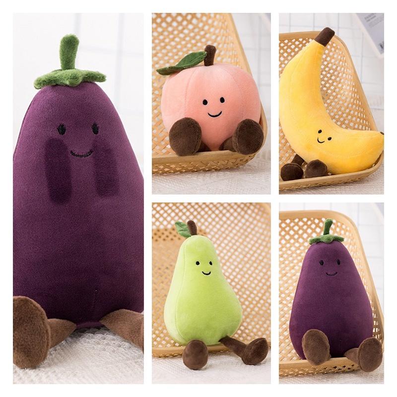 Adorable Fruit Party Plushies For Kids- Banana, Eggplant, Peach, And Pear Options!
