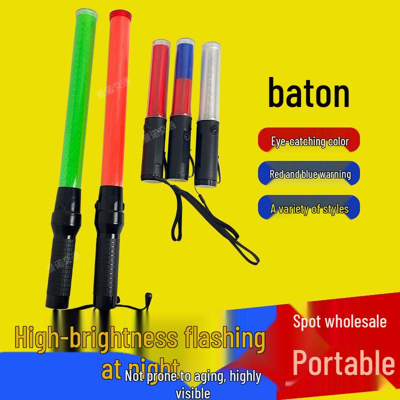 Baston LED Multifuncțional de Semnalizare Rutieră și Băț de Avertizare
