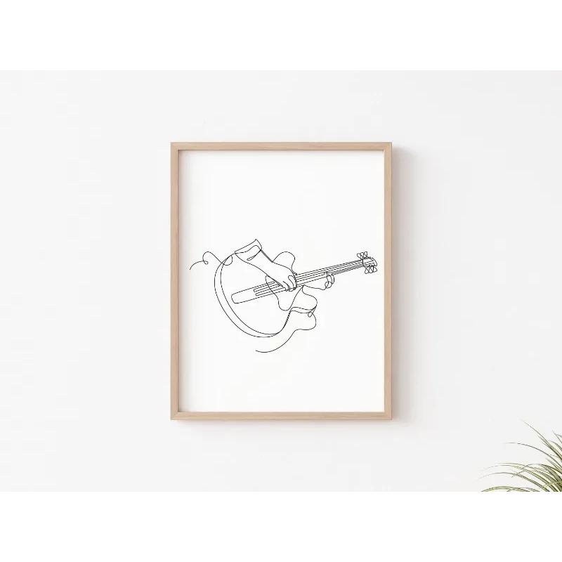 Nordisch Schwarz Weiß Musik Linienzeichnung Klaviertaste Gitarre Schlagzeug Poster Leinwandmalerei Wandkunst Bilder Zuhause Kinderzimmer Dekor
