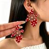Elegant Black Floral Dangle Earrings White Faux Pearl Polka Dot Gold Details for Women Business Occasion Wear