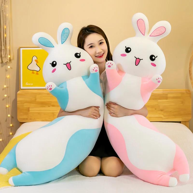 130cm Cute Rabbit Throw Pillow Big Super Soft Pink Rabbit Doll Bed Sleeping Rag Doll Children's Doll Birthday Gift