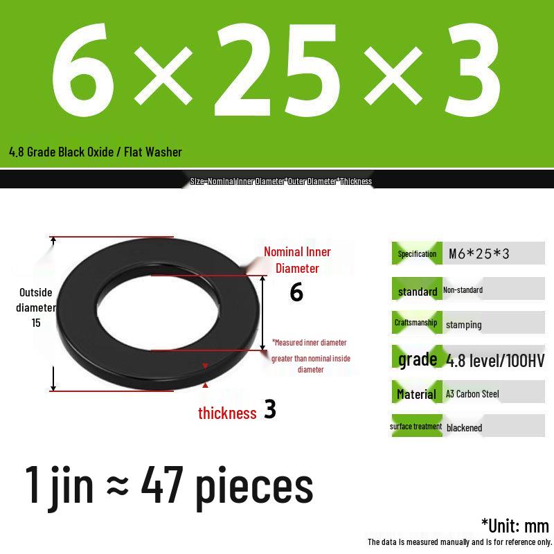Blackened Enlarged Thickened Metal Washer - M3-M42