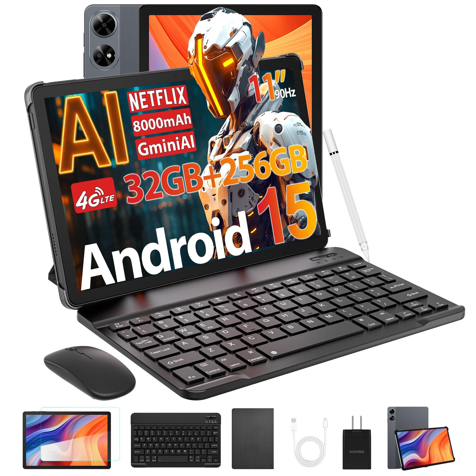 

Android 15 AI DOOGEE Android 15 32GB 256GB 2TB T7280 Netflix Widevine AI 90Hz Large 4G LTE 5G WiFi Includes Protective and Film [First-Ever Tablet]