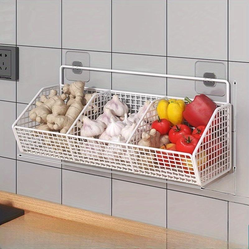 1PC with 2 patches, multi-function kitchen storage rack, punch-free hanging storage rack, wall drain basket storage rack