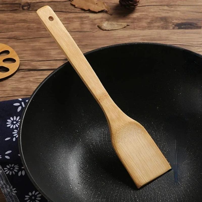 1Pc Special Bamboo Shovel - for Non-stick Pot, Fried Vegetable Spatula, Lacquerless Bamboo Spatula, with Long Handle