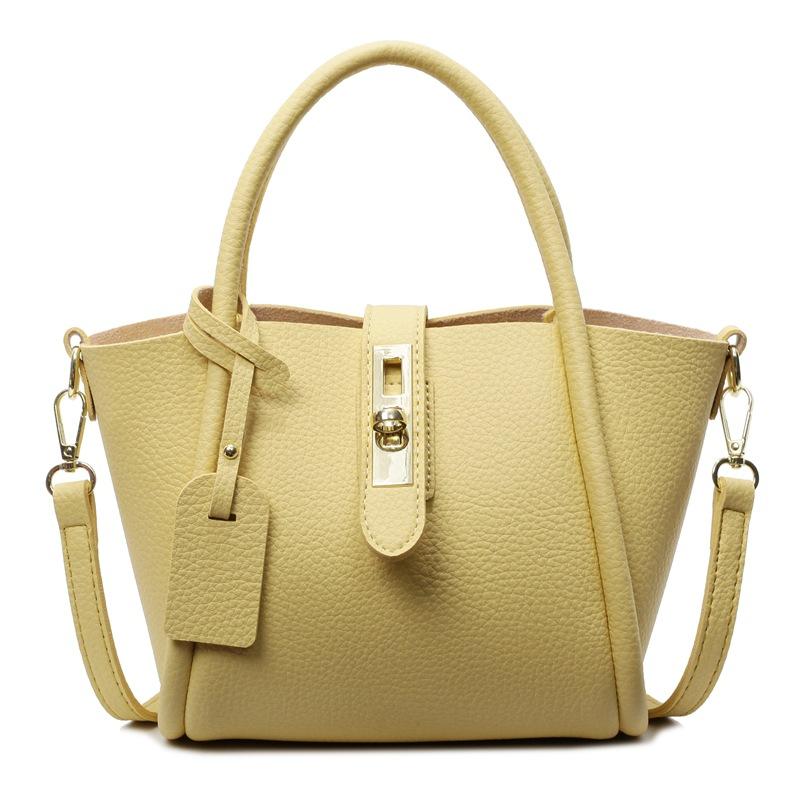 Wholesale Korean Light Luxury Simple Lychee Pattern Portable Bucket Bag Fashionable Versatile Commuter Style Women's Messenger Bag