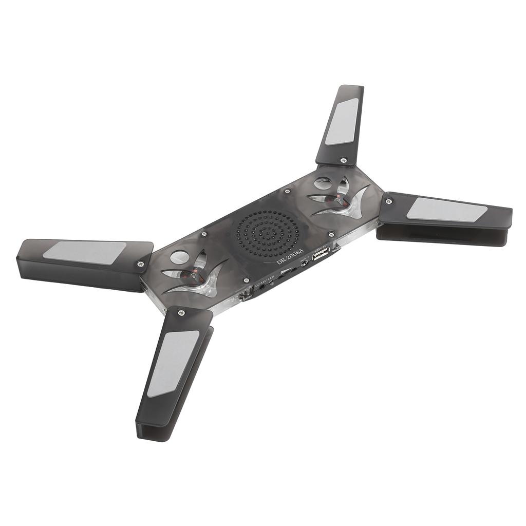 Laptop Cooling Pad 2 Transparent Fan Foldable LED Blue Light with Speaker Stand DR‑2008A