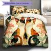 Cartoon Calico Cat Pattern Bedding Home Decoration Birthday Gift (1 * duvet cover + 2 * pillowcase, without core)