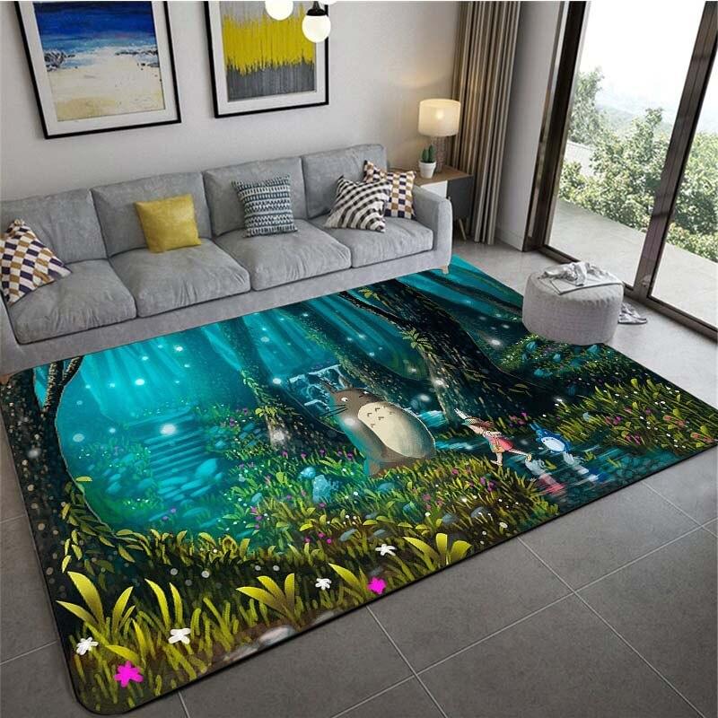 Japanese Amime My Neighbor Totoro Cartoon Floor Mats Bedroom Living Room Soft Carpet Non-slip Area Rug Home Decor