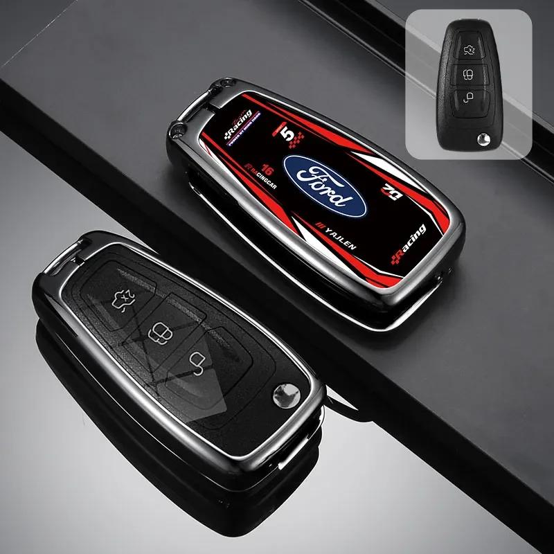 

Car Sticker Hot For Ford Car Racing Style Design Key Case Cover Shell Accessories For Ford Ranger C-Max S-Max Focus Galaxy Monde