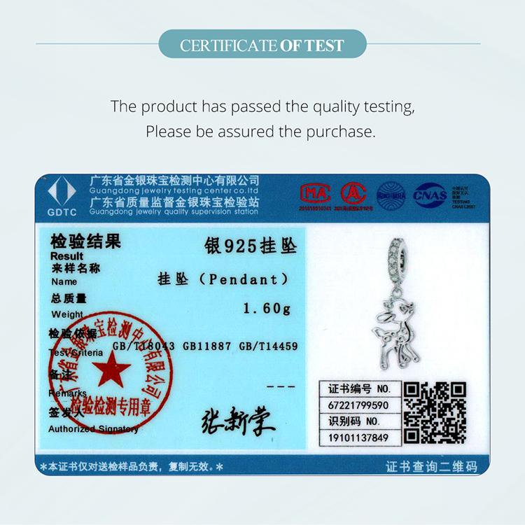 WOSTU 925 Sterling Silver Hollow Vivid Deer Charms de mărgele agățate pentru femei Brățară originală, colier, bijuterii DIY