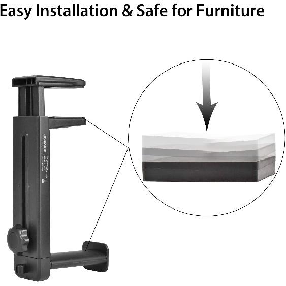 NEETTO HS906 Headphone Stand & Hanger 2 in 1, Above & Under Desk