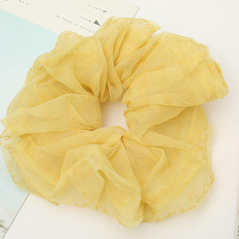 Lystrfac Letter Organza Oversized Scrunchie Women Rubber Bands Elastic Hair Bands Hair Tie Ponytail Holder Hair Accessories