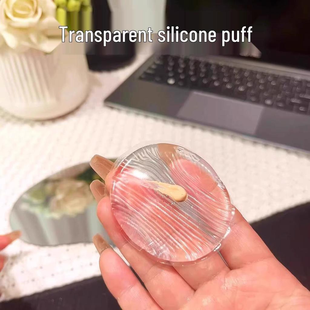 Przezroczysta Silikonowa Gąbeczka do Makijażu Jelly - Podwójnego Zastosowania do Balsamu do Ciała i Kremu BB, Na Mokro i Na Sucho, Niechłonący Design