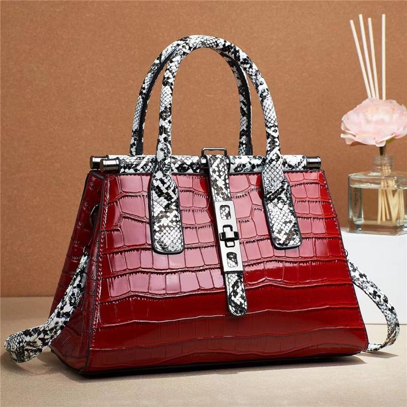 Krokodilmuster Damen Einkaufstasche Helles Leder Große Schulter Messenger Bag Modedesigner Lackleder Damen Handtasche