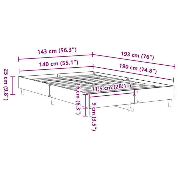 VidaXL Cadre de lit sans matelas chêne sonoma 140x190 cm, meuble de chambre à coucher, sommier, lit double, lit, châlit, lit 861059