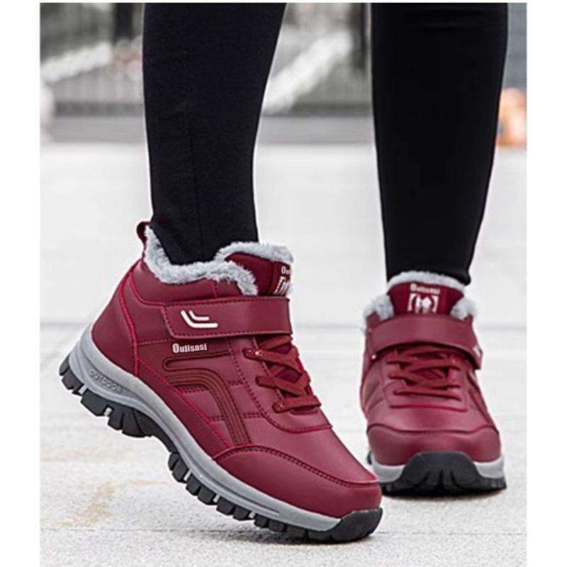 Men's and Women's Casual Snow Boots, Non-slip and Windproof High-top Lace-up Boots with Furry Lining for Outdoor Walking, Running, Hiking