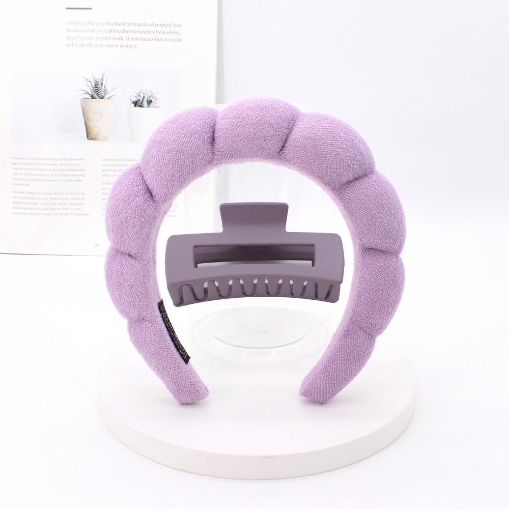 2pcs/Set Washing Hair Accessories for Women Bathing Terry Cloth Cloud Sponge Hair Bands Makeup Removal Headbands Hair Claw Clips