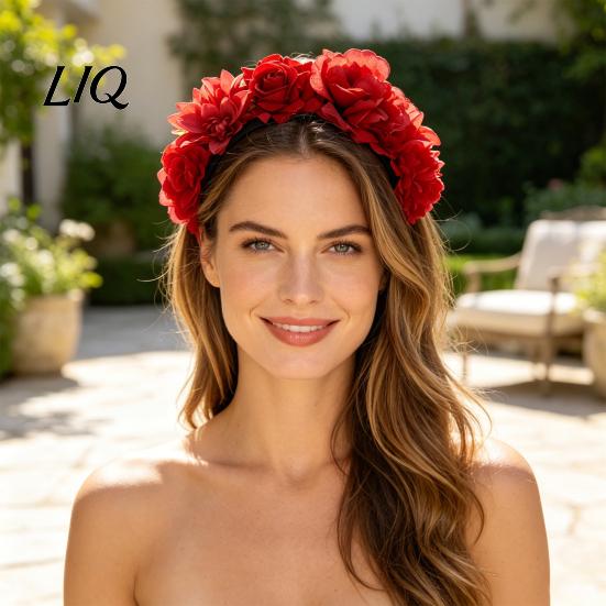 Anti-slip Hairband 3D Flowers Hair Hoop, Halloween Party Headband, Simulated Dance Headband Rose for Vacation Accessories Gift Comfortable