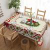 Red Bow Christmas Pine Needle Tablecloth for Winter Xmas Holiday Party Dining Room Decorations Navidad Rectangle Table Cloths