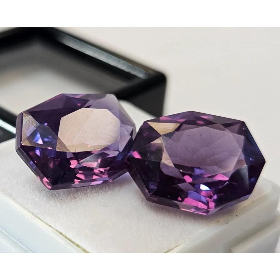 Certified Alexandrite Color Change Fancy Cut 23-24 Ct Pair Fabulous Gemstone