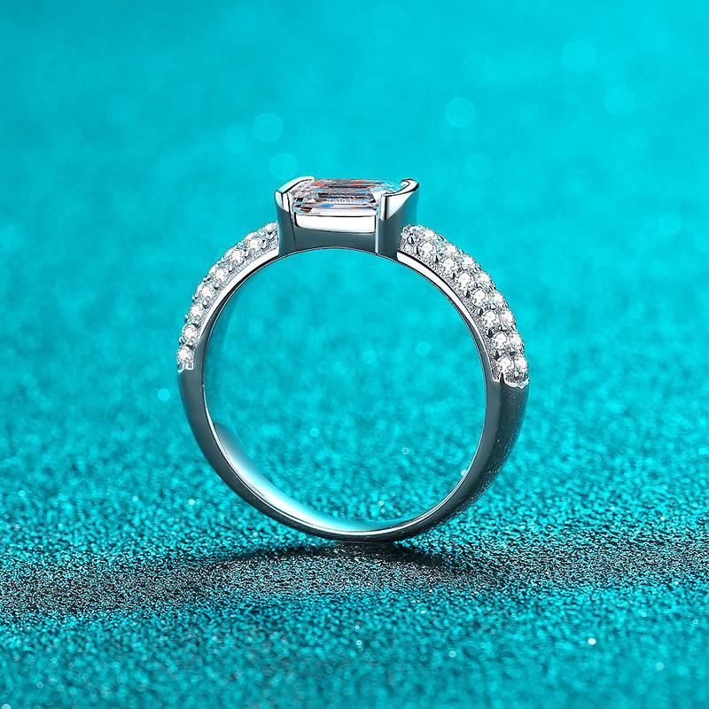 Inel pătrat cu diamant real moissanit, 1CT, tăiat cu smarald radiant, argint S925 pur pentru femei, bijuterii fine de nuntă